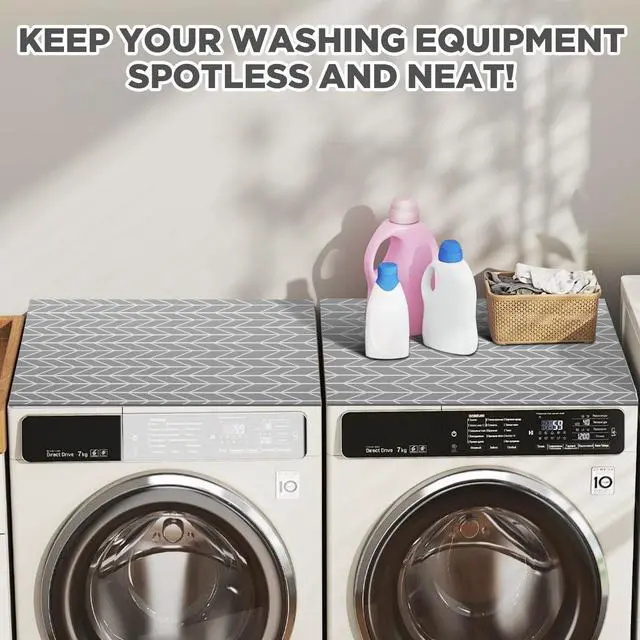 Alt view image 7 of 7 - 2 Pcs Washer and Dryer Covers, 27 x 27 Inches Silicone Top Protector Mat, Non Slip Waterproof Quick Drying Dust Proof for Home Kitchen Laundry Room, Grey