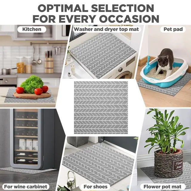 Alt view image 6 of 7 - 2 Pcs Washer and Dryer Covers, 27 x 27 Inches Silicone Top Protector Mat, Non Slip Waterproof Quick Drying Dust Proof for Home Kitchen Laundry Room, Grey