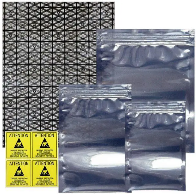Main image of Open Top & Resealable Antistatic Bags ESD Shielding Bag with Anti-static Labels for Hard Drive SSD HDD Motherboard Video Card RAM Electronic Devices (Pack of 40) (Assorted Sizes)