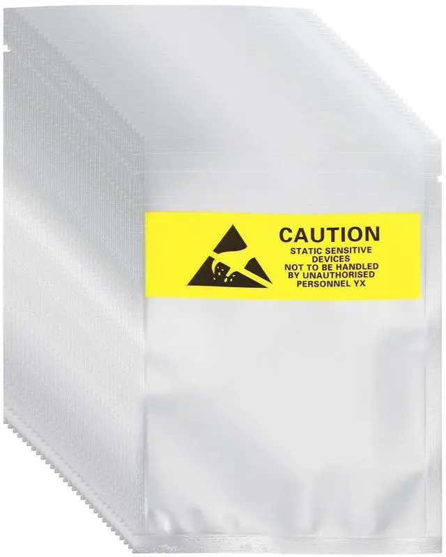 Main image of 200 Pcs Anti Static Bags 3.5" x 5.3" Open Top with Hole ESD Shielding Bag with Labels for Hard Drive HDD SSD Electronic Device Motherboards, Silver