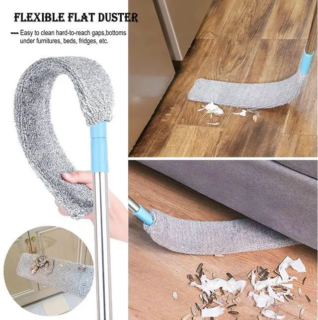 Alt view image 2 of 7 - Retractable Gap Dust Cleaner Under Appliance Microfiber Duster Dust Brush with Extension Pole (36 to 49 inches) Cleaning Duster for Bed High Ceilings Furniture Bottom Household Gap Duster Gray