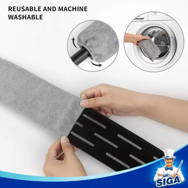Alt view image 3 of 6 - Flexible Microfiber Long Duster for Gap Cleaning, Stainless Steel Adjustable Handle, Washable Gap Cleaning Duster Gray