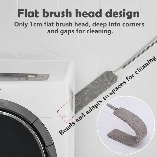 Alt view image 5 of 7 - Retractable Gap Dust Cleaner, Under Refrigerator/Sofa Cleaning Tool, Microfiber Gap Duster with Extendable Pole 32-100 Inches, Suitable for Underneath Cleaning of Furniture, Fridges, Couch, Bed Gray