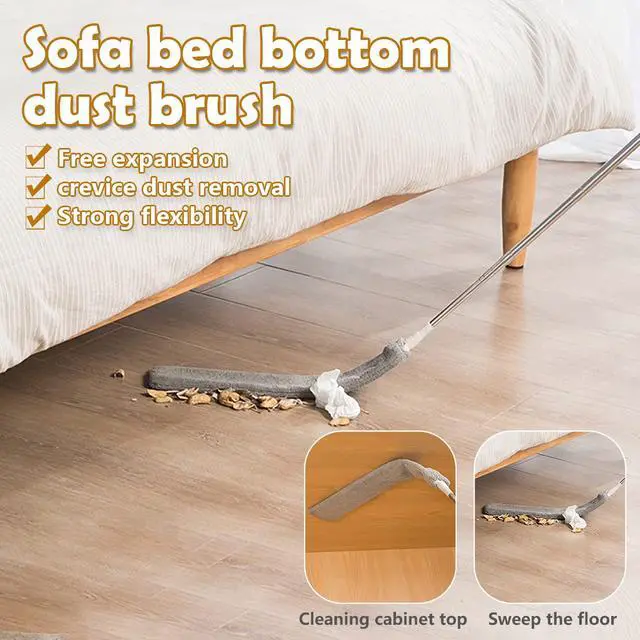 Alt view image 7 of 7 - Retractable Gap Dust Cleaner, Under Refrigerator/Sofa Cleaning Tool, Microfiber Gap Duster with Extendable Pole 32-100 Inches, Suitable for Underneath Cleaning of Furniture, Fridges, Couch, Bed Gray