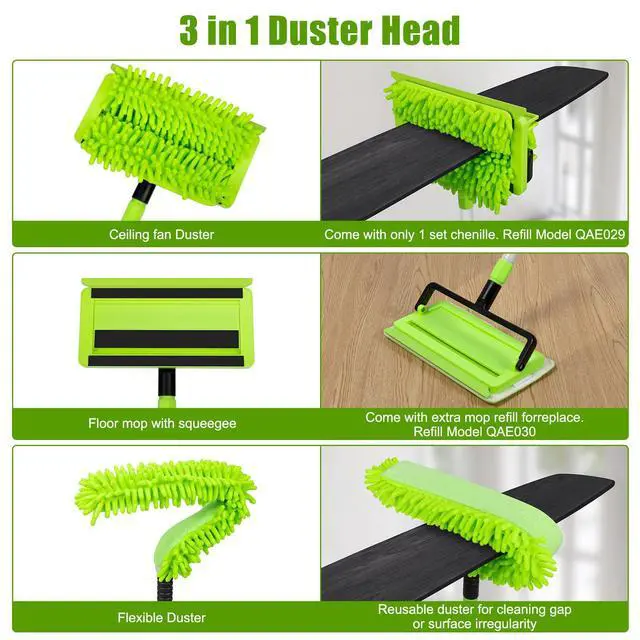 Alt view image 4 of 7 - Ceiling Fan Cleaner Duster with 75'' Extension Pole, Flexible High Ceiling Fan Blades Cleaning Tool, Reusable Skinny Duster for Tight Spaces