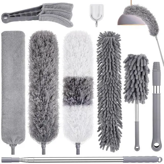Main image of 9PCS Dusters for Cleaning,Extendable Microfiber Duster with Extension Pole Up to 100'',Bendable Washable and Reusable Dusters Kit for Ceiling Fans, High Ceilings,Blinds
