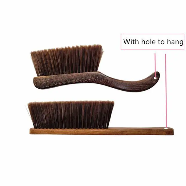Alt view image 4 of 7 - Soft Bristle Bed Sheets Sweeping Cleaning Brush with Long Wooden Hand, Straight Curved Hand Wood Broom Counter Duster for Crumb Debris Desk Quilt Sofa Furniture Car Clothes Hair Remover (2 Pack)