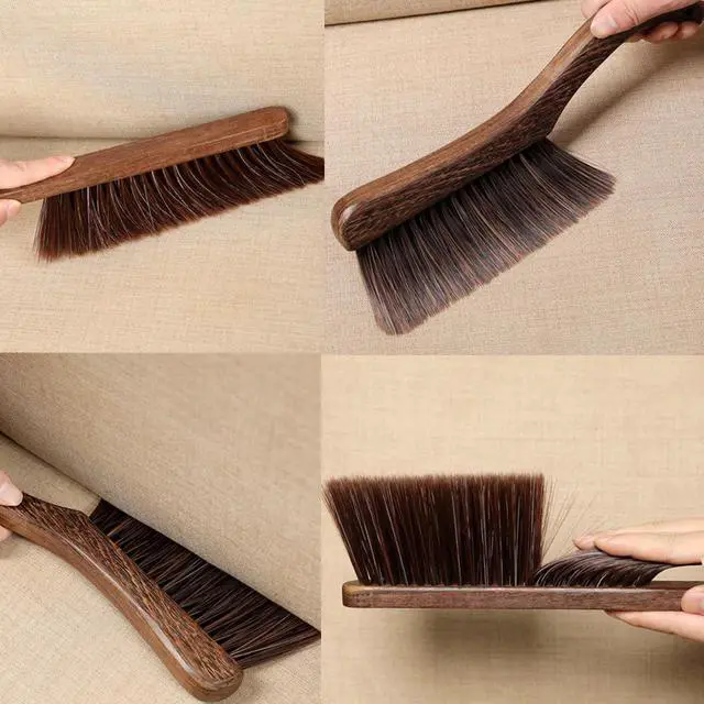 Alt view image 7 of 7 - Soft Bristle Bed Sheets Sweeping Cleaning Brush with Long Wooden Hand, Straight Curved Hand Wood Broom Counter Duster for Crumb Debris Desk Quilt Sofa Furniture Car Clothes Hair Remover (2 Pack)