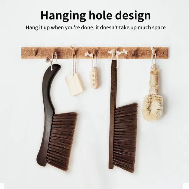 Alt view image 7 of 7 - 2 Pcs Wooden Hand Broom Brush, Dust Bench Brush Whisk Broom Soft Bristle Brush for Car Bed Furniture Clothes Couch Draft Sofa Fireplace Clothes Household Cleaning with Long Wood Handle(Brown)