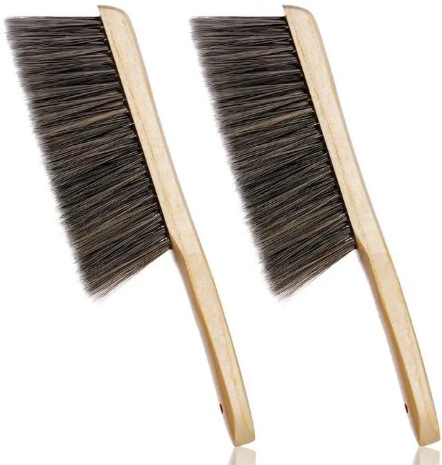 Main image of 2 Pieces Wooden Handle Bench Brushes Horse Hair Brushes Soft Bristles Dust Brush Household Cleaning Brushes for Fireplace, Sofa, Furniture, Workshop Woodworking (Gray)