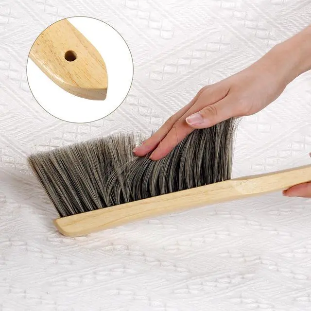 Alt view image 3 of 7 - 2 Pieces Wooden Handle Bench Brushes Horse Hair Brushes Soft Bristles Dust Brush Household Cleaning Brushes for Fireplace, Sofa, Furniture, Workshop Woodworking (Gray)