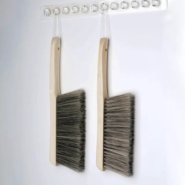 Alt view image 7 of 7 - 2 Pieces Wooden Handle Bench Brushes Horse Hair Brushes Soft Bristles Dust Brush Household Cleaning Brushes for Fireplace, Sofa, Furniture, Workshop Woodworking (Gray)