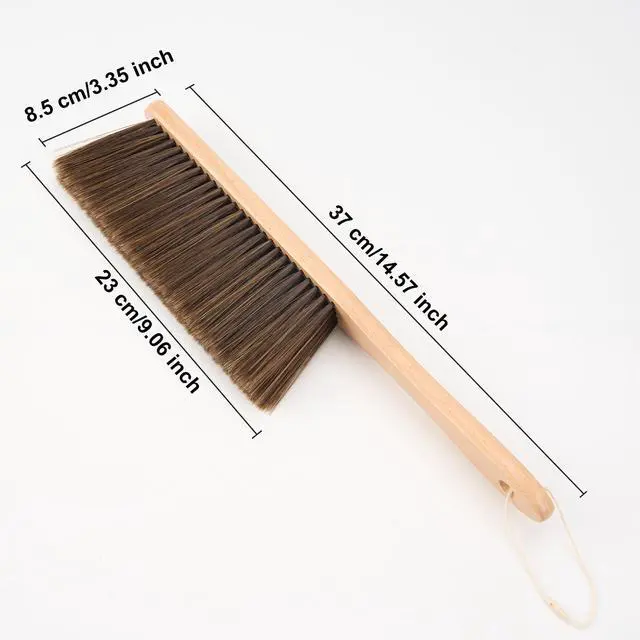 Alt view image 5 of 7 - Hand Broom, 3 Pcs Dust Brush Set, 5 Rows Wider Horsehair Brush with Reinforced Fiber and Beech Wood Handle, Soft and Flexible for Furniture, Sofa, Bed, Clothes, Carpet, Counter, Bench