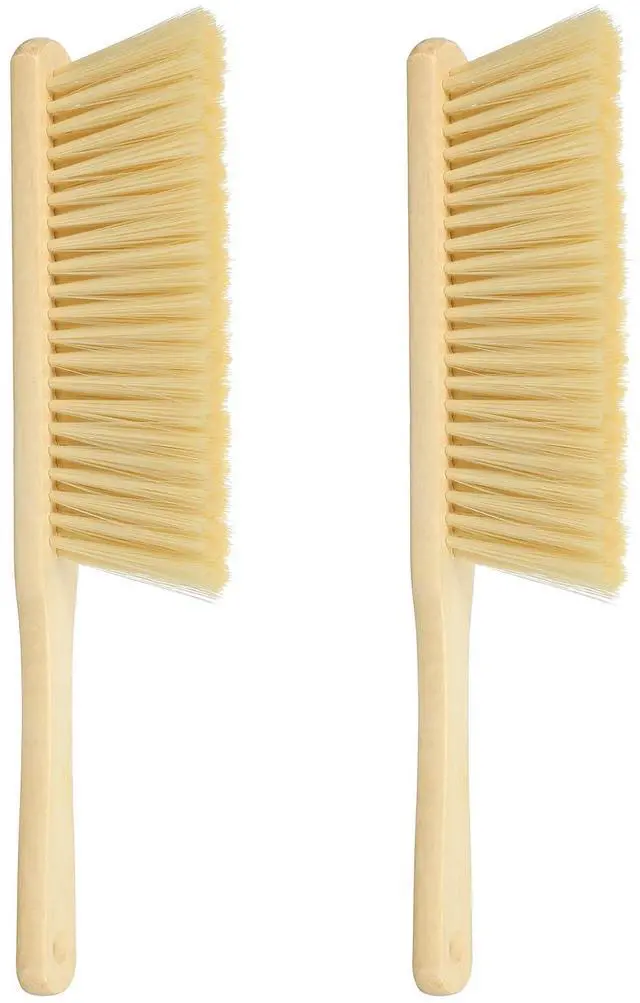 Main image of 2pcs Wooden Dust Brush, 14 Inch Hand Broom Cleaning Brush Soft Bristle with Wood Handle for Bench, Car, Sofa, Bed, Fireplace Yellow