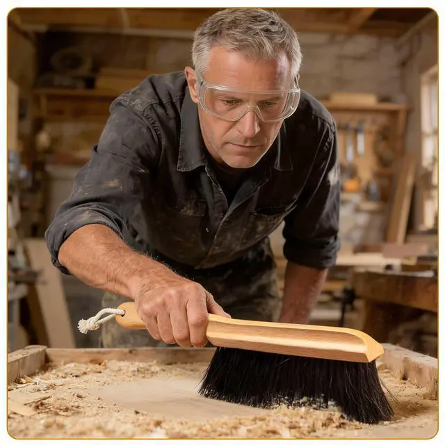 Alt view image 6 of 7 - Horse Hair Hand Broom, Woodworking Bench Cleaning Brush, Fireplace Dust Brush, Hand Broom for Shop, Furniture, Carpet, Car Wash, Sweeping, Workspace, Exhibition-Hall, Upholstery