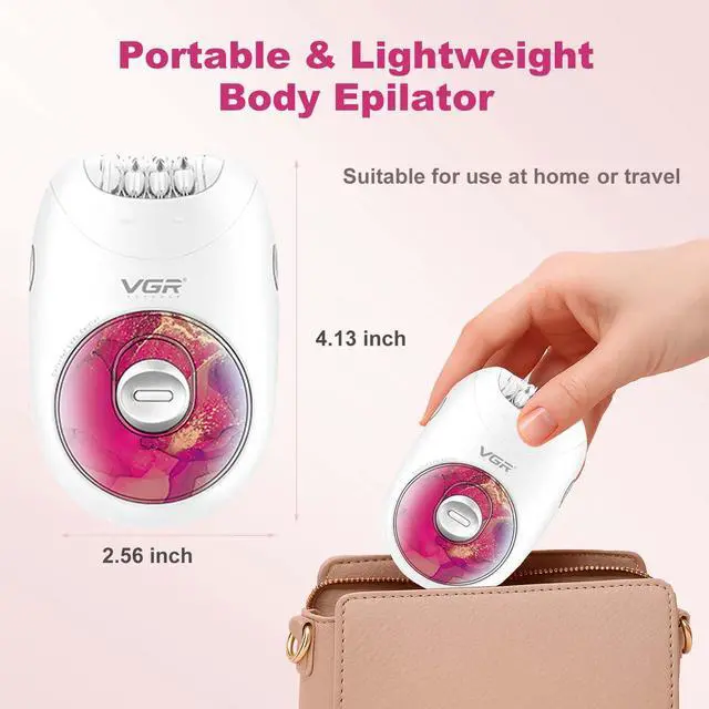 Alt view image 4 of 7 - 706 Professional Epilator for Women, Portable Cordless Enhanced Hair Removal Device, Gentle Operation Silent Design, 18 Tweezer System, Rechargeable Full-Body Epilator for Legs/Underarm/Back(Red)