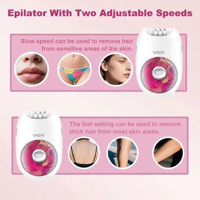 Alt view image 5 of 7 - 706 Professional Epilator for Women, Portable Cordless Enhanced Hair Removal Device, Gentle Operation Silent Design, 18 Tweezer System, Rechargeable Full-Body Epilator for Legs/Underarm/Back(Red)