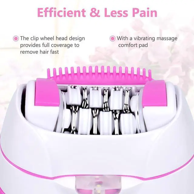 Alt view image 2 of 7 - Epilator for Women, Smooth Glide Epilator Facial Hair Remover for Women with 2 Speed & LED Light, Electric Facial Hair Removal Suitable for Face, Bikini Areas, Underarms, Arms, Legs
