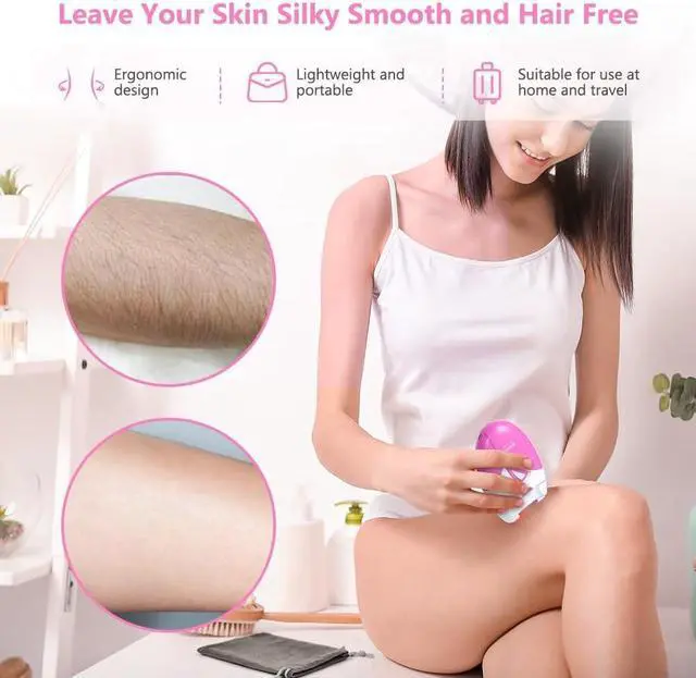 Alt view image 6 of 7 - Epilator for Women, Smooth Glide Epilator Facial Hair Remover for Women with 2 Speed & LED Light, Electric Facial Hair Removal Suitable for Face, Bikini Areas, Underarms, Arms, Legs