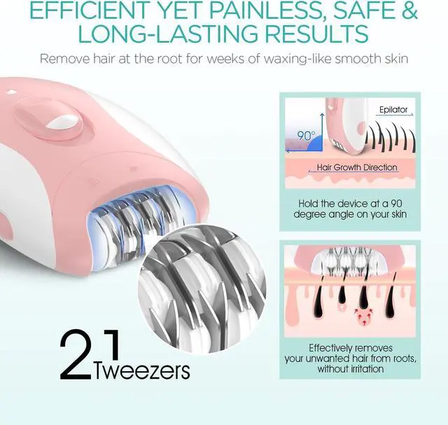 Alt view image 3 of 6 - Epilator for Women, Smooth Glide Epilator for Women Face with 2 Speeds, Glabrouse Skin Epilator Face Trimmer Device, Facial Hair Removal for Face Legs Arms Armpit Bikini
