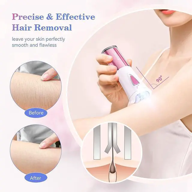 Alt view image 2 of 7 - Mini Epilator, Facial Hair Remover for Women, Full Body Smooth Glide Epilator, Portable Electric Lady Shaver for Face, Armpits, Arms, Bikini, and Legs, with 9-Tweezers with LED for Precision