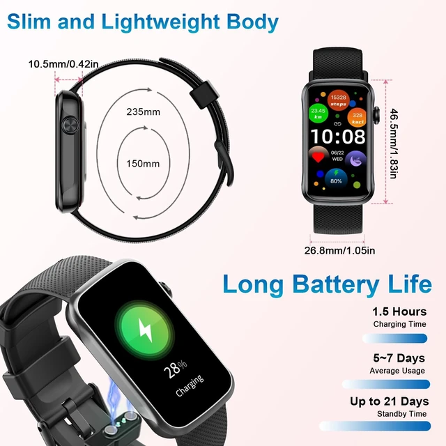 Alt view image 7 of 7 - Smart Watch for Men Women, 2026 New 1.47" HD Smartwatch, Fitness Tracker with 110+ Sport Modes, IP68 Waterproof Pedometer, Heart Rate/Sleep/Step Monitor for Android iOS, Black