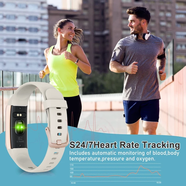 Alt view image 6 of 6 - Fitness Tracker with 24/7 Heart Rate, Blood Oxygen Blood Pressure Sleep Monitor, Activity Trackers 5 ATM Waterproof,Step Calorie Counter Pedometer Health Smart Watch for Women Men Beige
