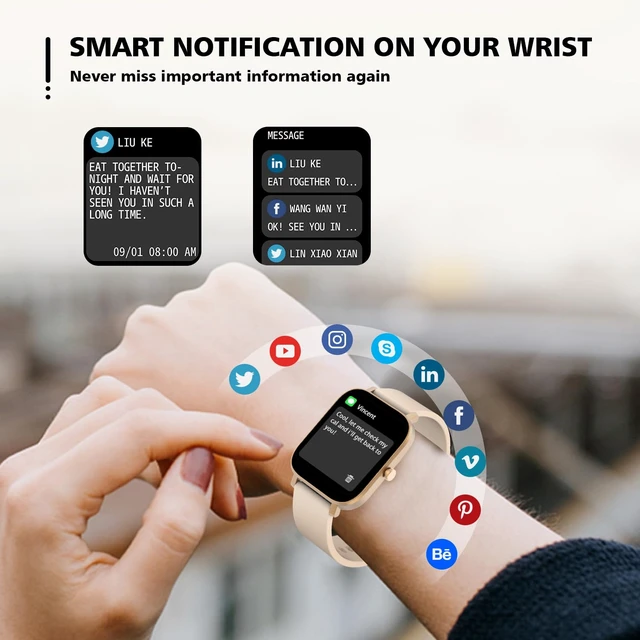 Alt view image 2 of 7 - Smart Watch for Men Women SmartWatch 1.83" for iPhone Samsung Android Phone Compatible, Fitness Tracker Watch with Pedometer, Heart Rate/Sleep Monitor, Blood Oxygen, IP68 Waterproof (Gold)