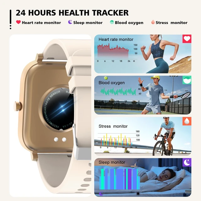 Alt view image 3 of 7 - Smart Watch for Men Women SmartWatch 1.83" for iPhone Samsung Android Phone Compatible, Fitness Tracker Watch with Pedometer, Heart Rate/Sleep Monitor, Blood Oxygen, IP68 Waterproof (Gold)