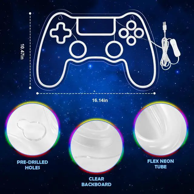 Alt view image 3 of 7 - Gamer Neon Sign, Game Controller LED Sign for Gaming Room Decor - Game Neon Sign for Teen Boy Room Decor - Best Gamer Gifts for Boys, Kids