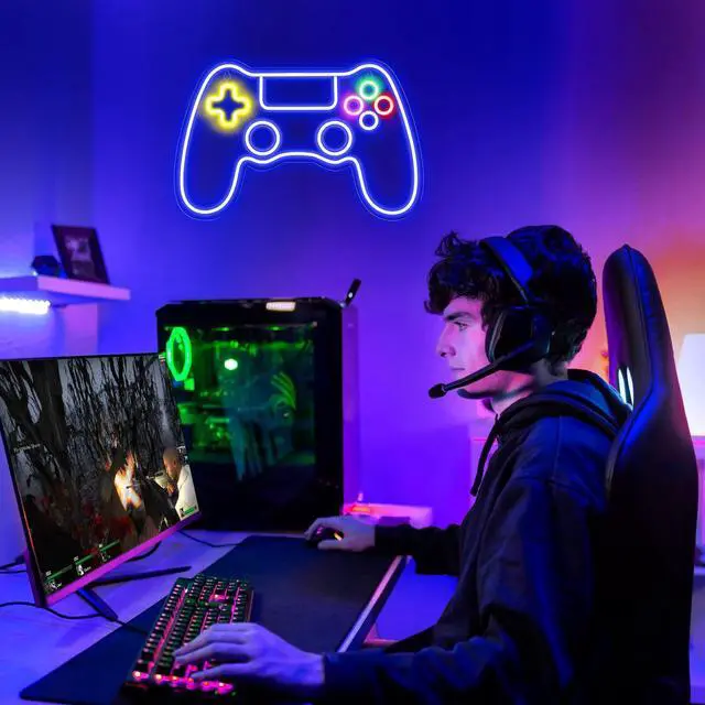 Alt view image 5 of 7 - Gamer Neon Sign, Game Controller LED Sign for Gaming Room Decor - Game Neon Sign for Teen Boy Room Decor - Best Gamer Gifts for Boys, Kids