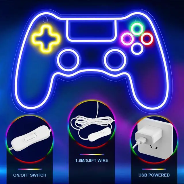 Alt view image 4 of 7 - Gamer Neon Sign, Game Controller LED Sign for Gaming Room Decor - Game Neon Sign for Teen Boy Room Decor - Best Gamer Gifts for Boys, Kids