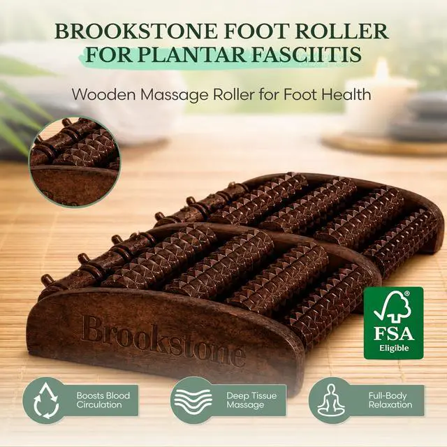 Alt view image 3 of 7 - Foot Massager Roller Plantar Fasciitis Pain Relief - Wooden Under Desk Feet Massage - Dual Manual Heel Massagers - Wood Rolling Acupressure Tool with Reflexology Guide - Gift for Men, Women