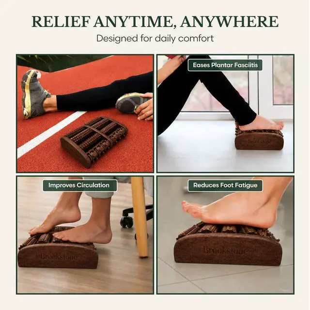 Alt view image 7 of 7 - Foot Massager Roller Plantar Fasciitis Pain Relief - Wooden Under Desk Feet Massage - Dual Manual Heel Massagers - Wood Rolling Acupressure Tool with Reflexology Guide - Gift for Men, Women