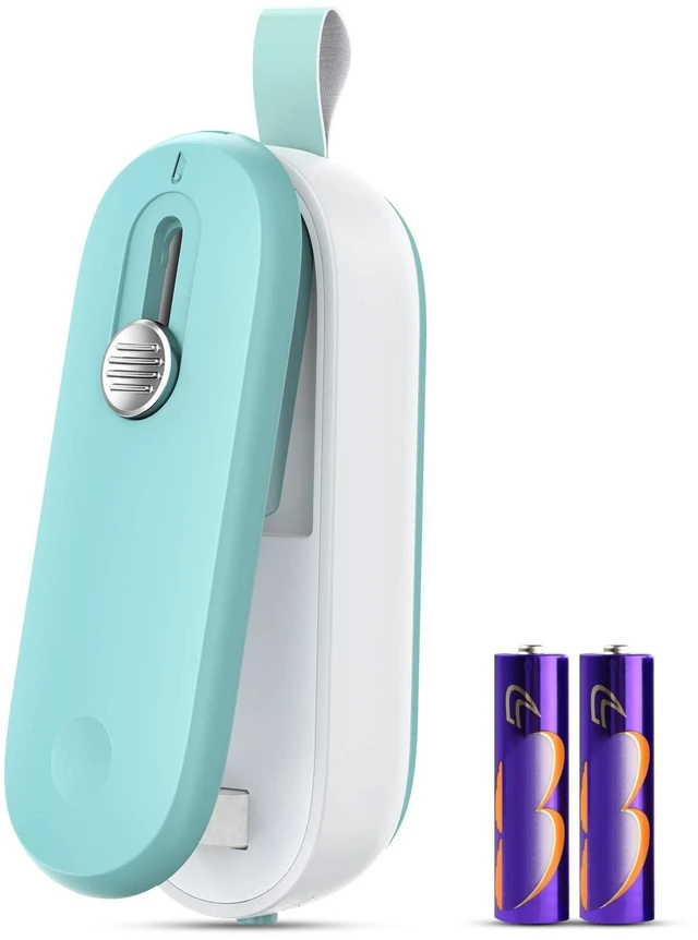 Main image of Mini Bag Sealer, 2 in 1 Bag Sealer Heat Seal with Cutter and with Lanyard, Mini Bag Resealer Machine for Plastic Bags Snack Bags Food Storage (Batteries Included)