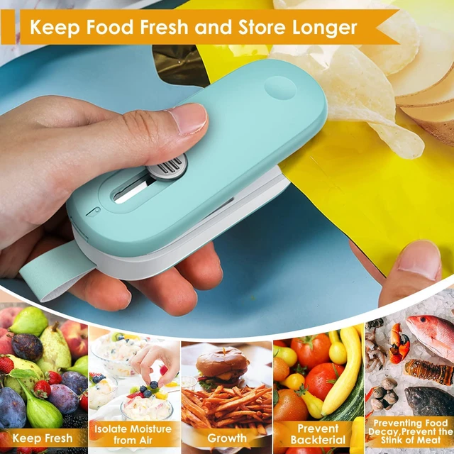 Alt view image 5 of 7 - Mini Bag Sealer, 2 in 1 Bag Sealer Heat Seal with Cutter and with Lanyard, Mini Bag Resealer Machine for Plastic Bags Snack Bags Food Storage (Batteries Included)