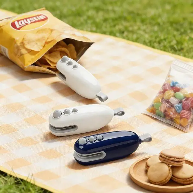 Alt view image 6 of 7 - 2Pcs Mini Bag Sealer 2 in 1Heat Sealer with Cutter and Magnet Portable handheld Rechargeable Food Bag Sealer Plastic Bag Sealing Machine for Snacks, Chips& Food Storage (white)