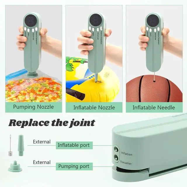 Alt view image 6 of 6 - Mini Vacuum Sealer for Food, 3 in 1 Cordless Rechargeable Bag Heat Sealer for Dry/Moist Food Storage with 4 Snack Bags for Snacks Food Storage(COLOR:Green)