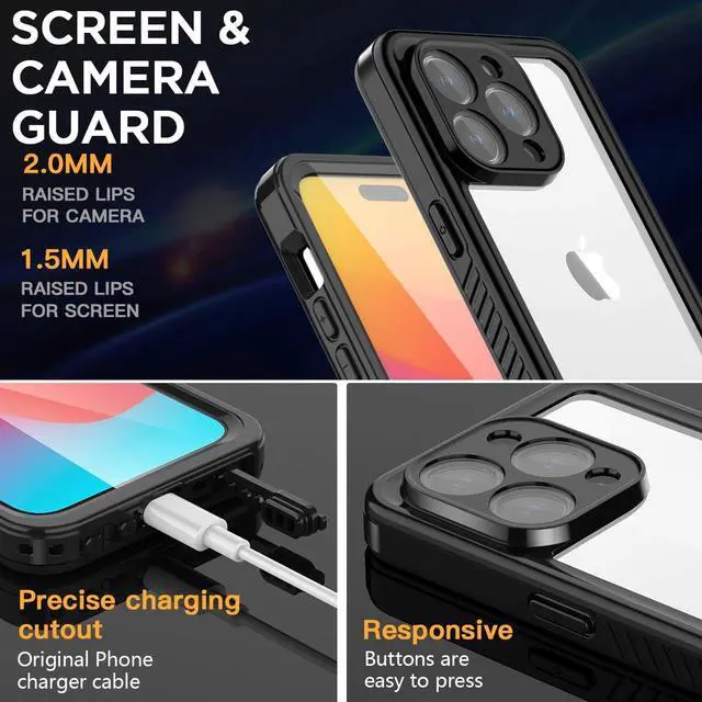 Alt view image 5 of 7 - Waterproof Case for iPhone 15 Pro Max(6.7") Snowproof,Dustproof and Shockproof, IP68 Certified Full Body Protection Fully Sealed Underwater Cover for iPhone 15 Pro Max 6.7"_3