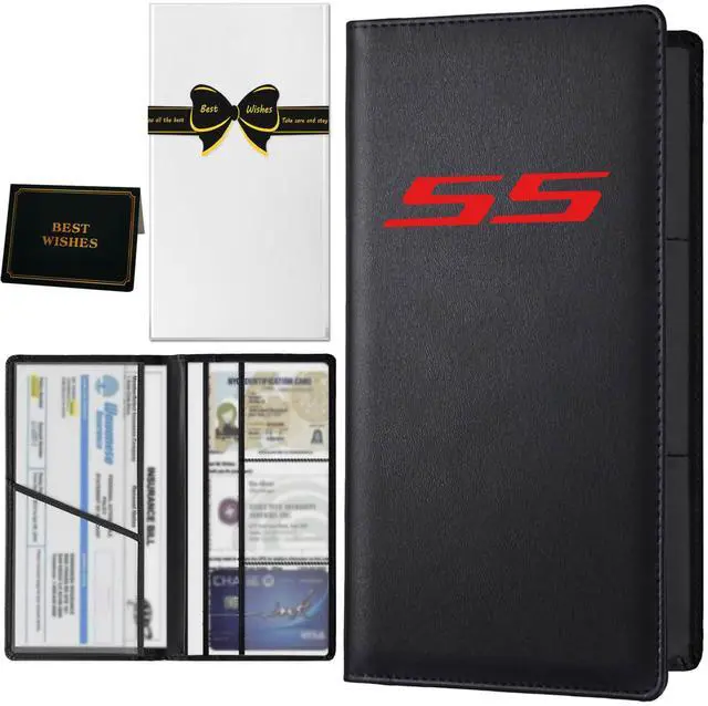 Main image of Car Registration and Insurance Holder with Magnetic Shut Compatible With Chevy Camaro SS Vehicle Glove Box Car Organizer Auto Comparment Accessories Case for Essential Document, Driver License, Cards