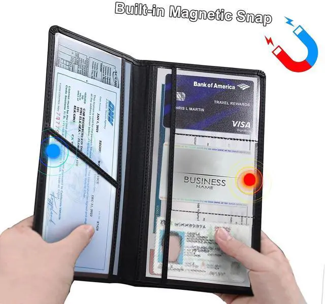 Alt view image 4 of 4 - Car Registration and Insurance Holder with Magnetic Shut Compatible With Chevy Camaro SS Vehicle Glove Box Car Organizer Auto Comparment Accessories Case for Essential Document, Driver License, Cards