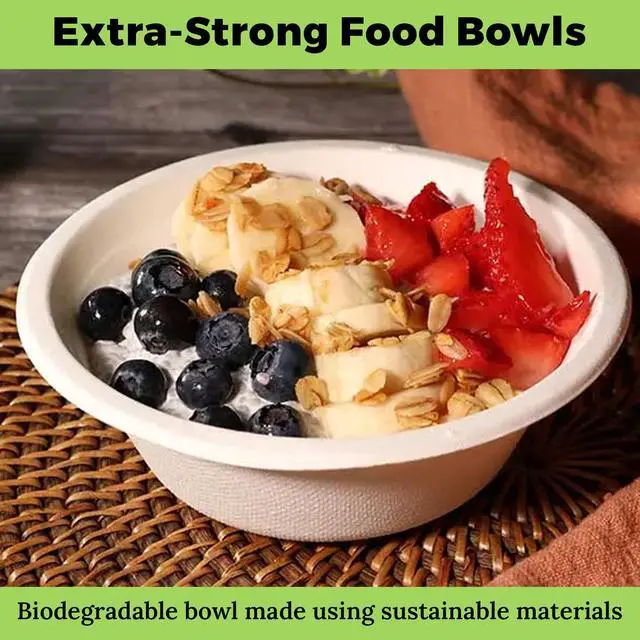 Alt view image 3 of 6 - 100-Pack 12 oz Disposable Paper Bowls Heavy-Duty, Compostable, Eco-Friendly Bagasse Bowls for Parties, Restaurants & Catering