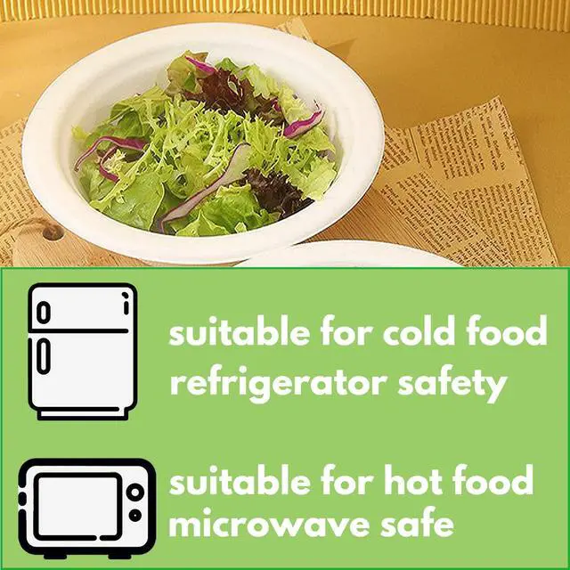 Alt view image 5 of 7 - 100 Pack White Disposable Paper Bowls, 8oz Natural Compostable, Eco-friendly Paper Biodegradable Bowls for Party, Salad, Dessert
