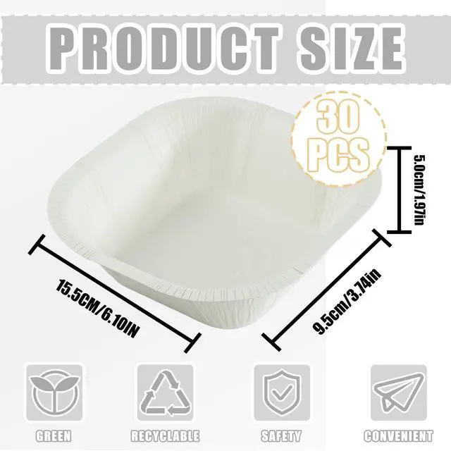 Alt view image 3 of 7 - 30 Pack 16 Oz Paper Bowls, Disposable Soup Bowl, Square Food containers Party Supplies Treat Bowls, Disposable Bowls Bulk For Snacks, Dessert, Breakfast, Lunch And Dinner Meals (White)
