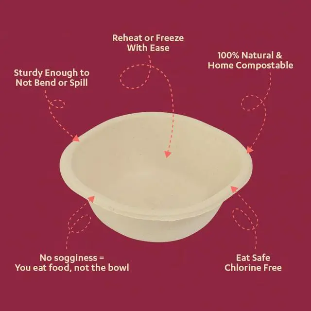 Alt view image 3 of 7 - 125 Pack 6 oz Compostable Bowls, Heavy Duty Bagasse Disposable Dessert Bowls, PFAS Free BPA Free Leakproof Small Bowls for Ice Cream, Sauce, Snacks, Parties & Catering