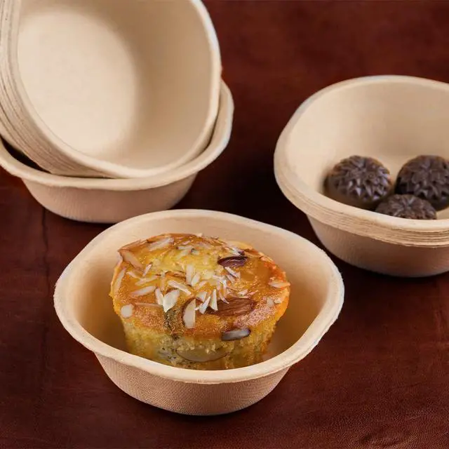 Alt view image 6 of 7 - 125 Pack 6 oz Compostable Bowls, Heavy Duty Bagasse Disposable Dessert Bowls, PFAS Free BPA Free Leakproof Small Bowls for Ice Cream, Sauce, Snacks, Parties & Catering