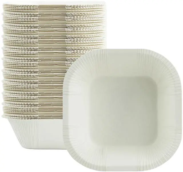 Main image of 30 Pack 16 Oz Paper Bowls, Disposable Soup Bowl, Square Food containers Party Supplies Treat Bowls, Disposable Bowls Bulk For Snacks, Dessert, Breakfast, Lunch And Dinner Meals (White)