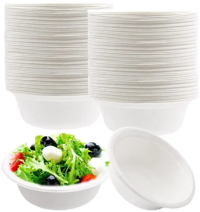 Main image of 100 PCS 12 OZ Disposable Paper Bowls,100% Compostable Biodgradble Bowl,350ml White Party Paper Bowl,Natural Sugarcane Fibers Bowls for Parties Catering