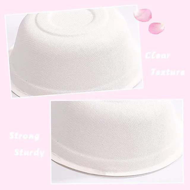 Alt view image 3 of 7 - 100 PCS 12 OZ Disposable Paper Bowls,100% Compostable Biodgradble Bowl,350ml White Party Paper Bowl,Natural Sugarcane Fibers Bowls for Parties Catering