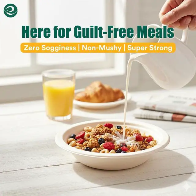 Alt view image 7 of 7 - Disposable Paper Bowls 12 oz, 50 Pack Compostable Sugarcane Bagasse Bowls, Heavy Duty & Microwave Safe, Biodegradable Large Bowls For Serving Soup, Salad, Snacks Natural Brown